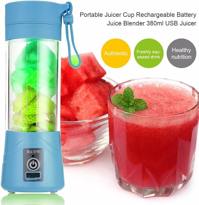 Hofumix Fruit Juicer Rechargeable Portable Juice Blender Breakfast Smoothie Maker Cup Fruit Mixing Machine Mini Protein Shake Maker Electric Mixer Cup with USB Charging Cable (Blue)