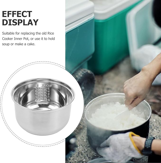 2L SMall Household Rice Cooker Inner Pot Professional Accessory for Electric Cooker Compatible with Tiger Rice Cooker and Instapot Ideal for Cooking Rice and Grains