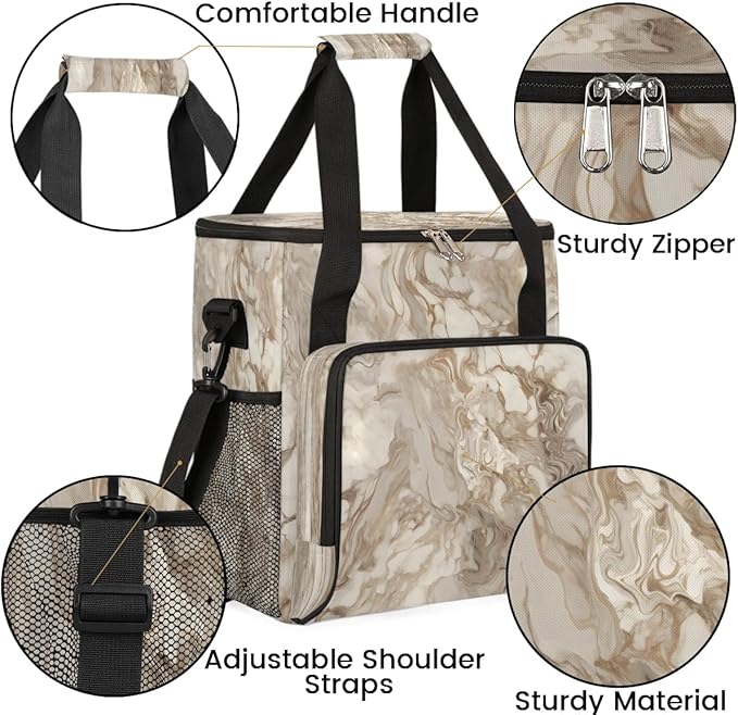Marble Print Retro Coffee Maker Travel Bag for K-Mini or K-Mini Plus Single Serve Coffee Brewer Portable Storage Tote Case for Tarvel