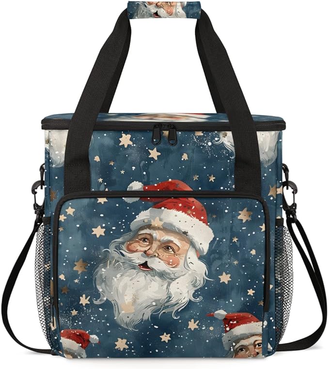 Mystical Santa Claus Coffee Maker Carrying Bag Bright Santa Claus Travel Storage Bag Compatible with K-Mini or K-Mini Plus Single Serve Coffee Brewer Carrying Case with Pockets &amp Shoulder Strap