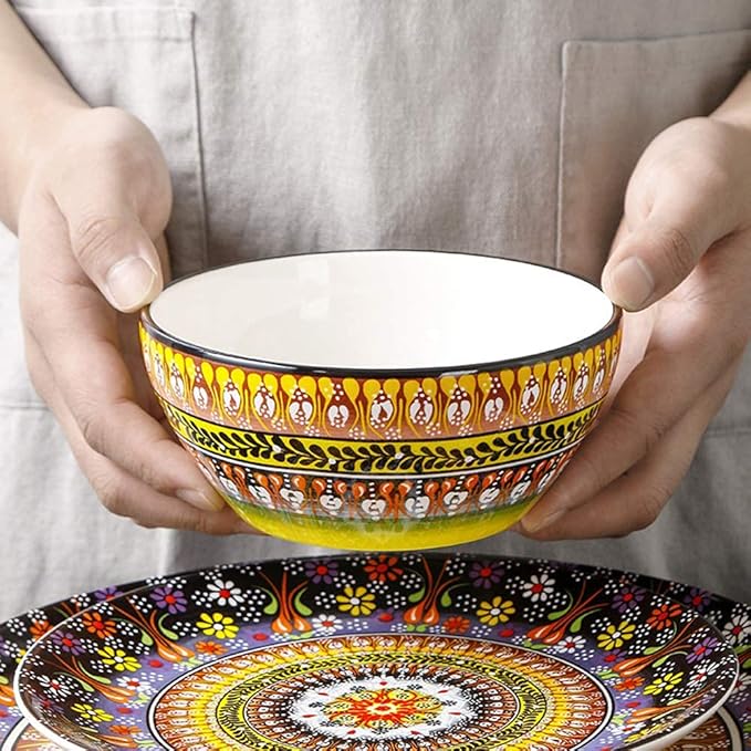 Porcelain Dinnerware Sets Bohemia Tableware Combination Set | 10 Plates / 2 Bowls / 4 Cups / 4 Mugs - Exotic Ceramics Dinner Sets Service for 4 Person Gift for Wedding Housewarming Christmas