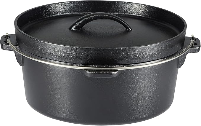 Amazon Basics Pre-Seasoned Cast Iron 5-Piece Cookware Set Oven Safe Cooks Evenly 14.17 x 12.2 x 10.63 in Black