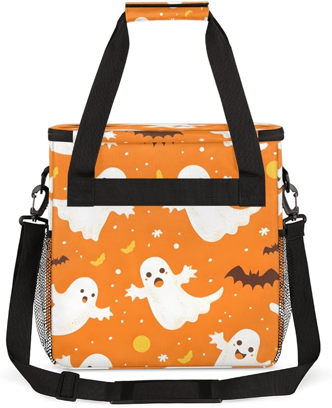 Spooky Ghosts Coffee Maker Carrying Bag Gothic Ghost Travel Storage Bag Compatible with K-Mini or K-Mini Plus Single Serve Coffee Brewer Carrying Case with Multiple Pockets &amp Shoulder Strap
