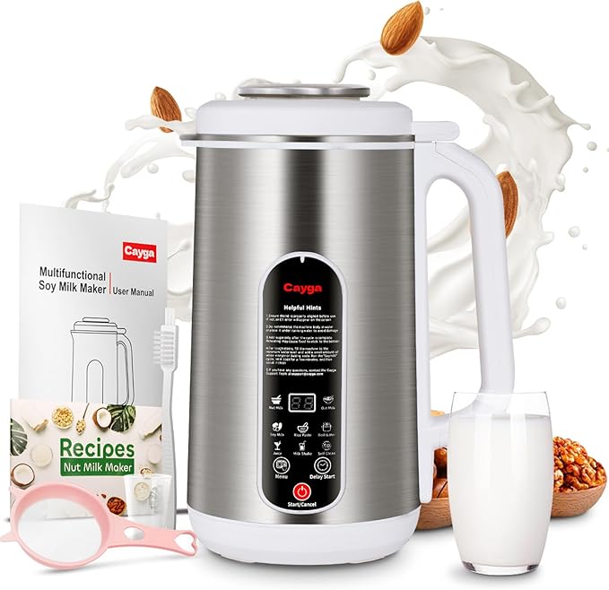 40oz Nut Milk Maker Machine Stainless Steel Soy Milk Maker Homemade Almond Oat Juice Coconut Plant-Based and Non-Dairy Beverages with Self Clean Boil Water Delay Start Keep Warm