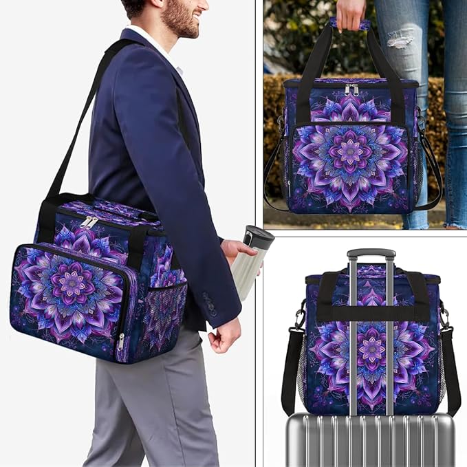 Bohemian Mandala 4 Coffee Maker Carring Bag Travel Carrying Storage Tote Bag Compatible with Keurig K-Mini or K-Mini Plus Portable Single Serve Coffee Brewer Case with Pockets for K-cup Pods