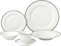 Stylish and Elegant 24 Pieces Porcelain Dinnerware Set Service for 4 People - Alyssa Silver