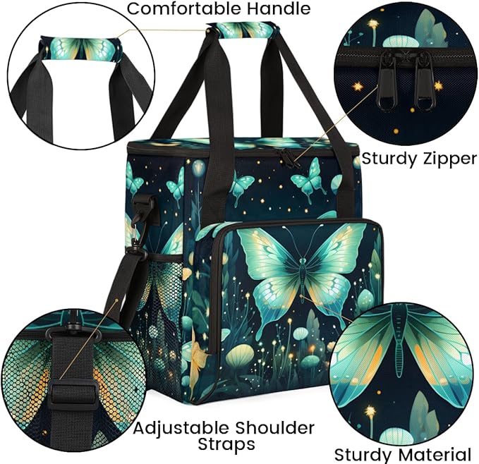 Gothic Butterfly Coffee Maker Carrying Bag Cute Butterfly Travel Storage Bag Compatible with K-Mini or K-Mini Plus Single Serve Coffee Brewer Carrying Case with Multiple Pockets &amp Shoulder Strap