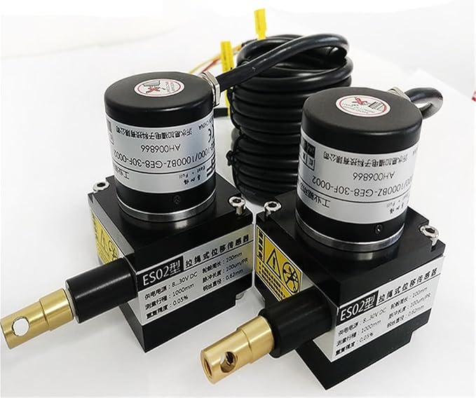 ES02 Pull Wire Displacement Pull Rope Sensor Drawstring Encoder Electronic Ruler(Stroke Within 1200mm(2000 Pulse)