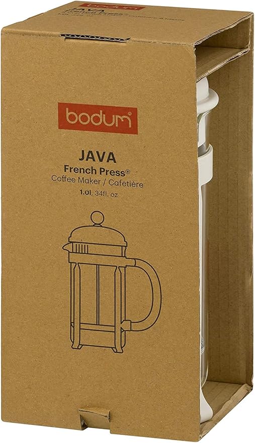 Bodum 12oz Java French Press Coffee Maker High-Heat Borosilicate Glass White- Made in Portugal