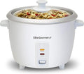Elite Gourmet Elite Cuisine ERC006 Electric Rice Cooker with Automatic Keep Warm Makes Soups Stews Grains Hot Cereals White 6 Cups Cooked (3 Cups Uncooked)