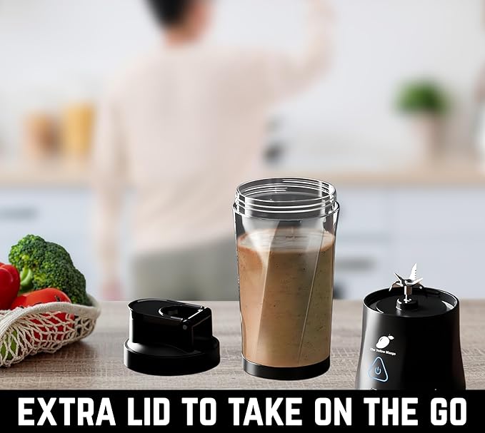 TORPEDO Portable Blender (Black) Cordless 24oz. Vessel Personal Blender for Shakes &amp Smoothies BPA Free Leakproof Sip Lid &amp Self Cleaning - Travel with 6 Sharp Blade USB - C Metal Cable