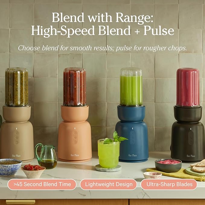 Our Place Splendor Blender - 1000W High-Power | Ultra-Sharp Blades | 2 Blending Modes | Includes 25 oz Personal Cup and Drinking Lid Set | Smoothies Shakes &amp More | Steam