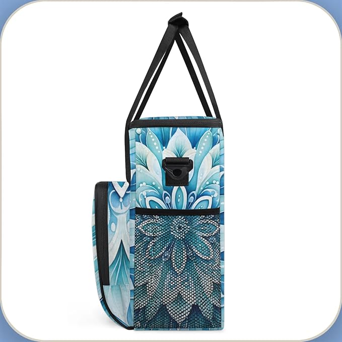 Floral Design Coffee Maker Travel Bag for Keurig K-Mini/K-Mini Plus Insulated Waterproof Tote with Pockets for K-Cup Portable Single-Serve Brewer Case