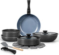 15 Pcs Pots and Pans Set Non Stick Detachable Handle Ceramic Cookware Sets Nonstick Non Toxic Induction RV Kitchen Cooking Set with Removable Handles Dishwasher/Oven Safe Easy Clean