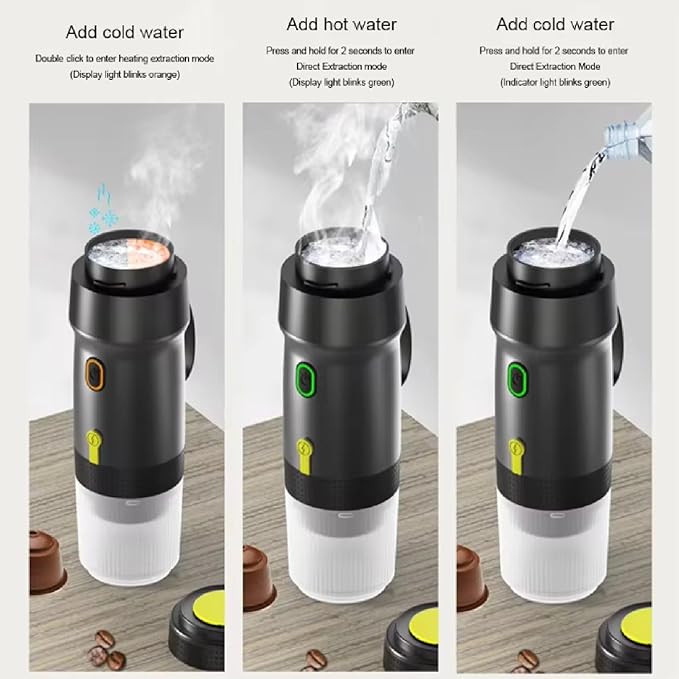 APLUSH Portable Coffee Maker60Ml Electric Wireless Espresso Coffee Machine for Coffee Capsule/PowderTravel Coffee Maker for Camping Travel Hiking OfficeBlack