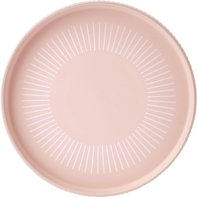 Darbie Angell Mod Blush 12 Piece Durable Stoneware Dinnerware Set Service for 4 Plate and Bowl Set with High Rims Modern Tableware Pink