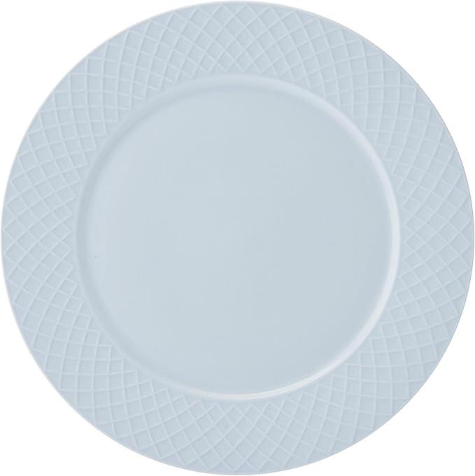 Mikasa Trellis Pastel Bone China Lightweight Chip Resistant 12 Piece Dinnerware Set Service for 4 Misty Blue