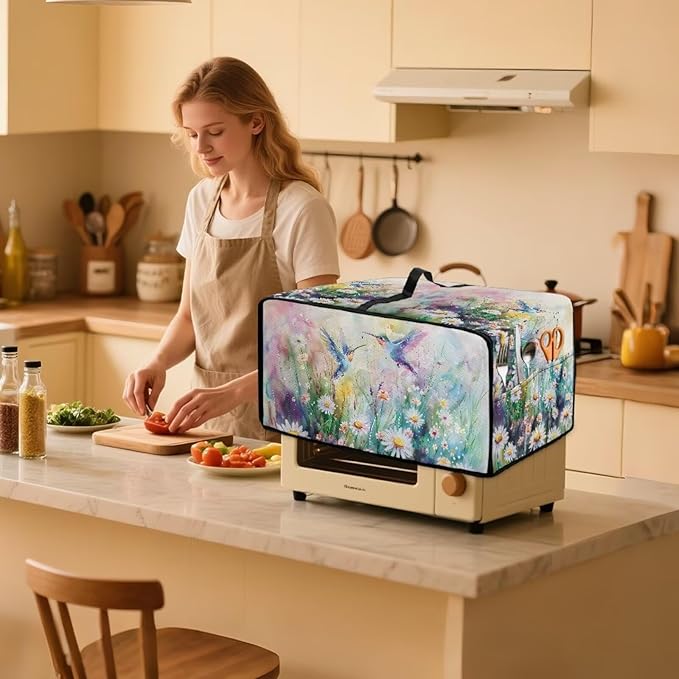 Hummingbird Daisy Print Air Fryer Toaster Dust Cover Washable Microwave Oven Cover Kitchen Small Appliance Protector S