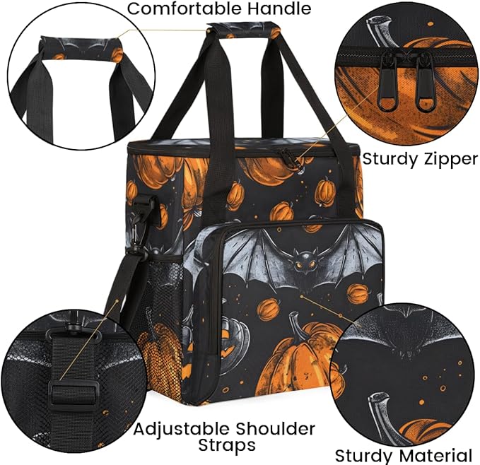Watercolor Pumpkin Coffee Maker Carrying Bag Halloween Pumpkin Travel Storage Bag Compatible with K-Mini or K-Mini Plus Single Serve Coffee Brewer Carrying Case with Pockets &amp Shoulder Strap