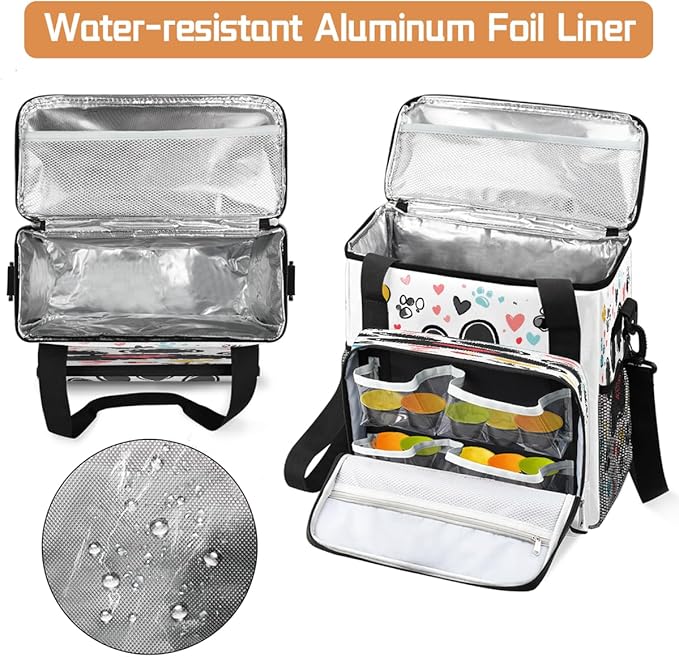 Cartoon Animal Footprints Love Heart Coffee Maker Carring Bag Travel Carrying Storage Tote Bag Compatible with Keurig K-Mini or K-Mini Plus Portable Single Serve Coffee Brewer Case with Pockets