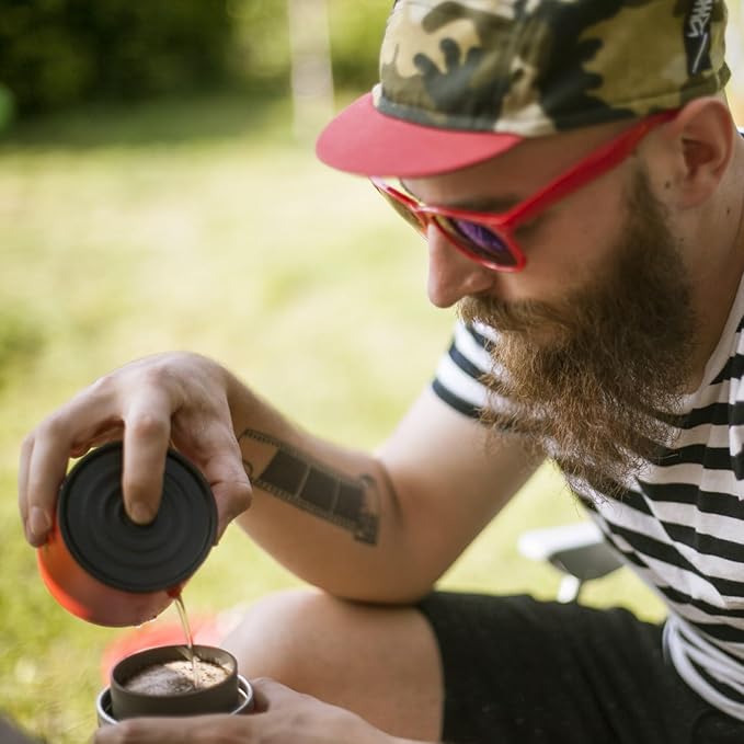 Cafflano Klassic : All-in-1 Drip Kettle+Grinder+Permanent Stainless Filter Dripper+Double-wall Tumbler Pourover Coffee Maker for Camping &amp Travel