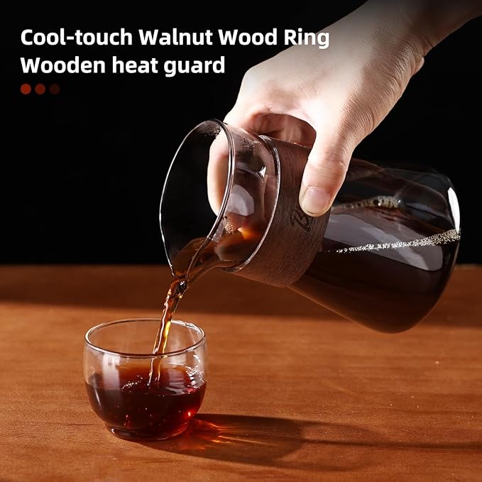 Bincoo Pour Over Coffee Dripper Set V-shape 60° Cone Drip Coffee Maker Included Borosilicate Glass Carafer and Coffee Dripper &amp 50 Pcs Size 02 Paper Filter 16oz(500ml) (Smoky Gray Set)