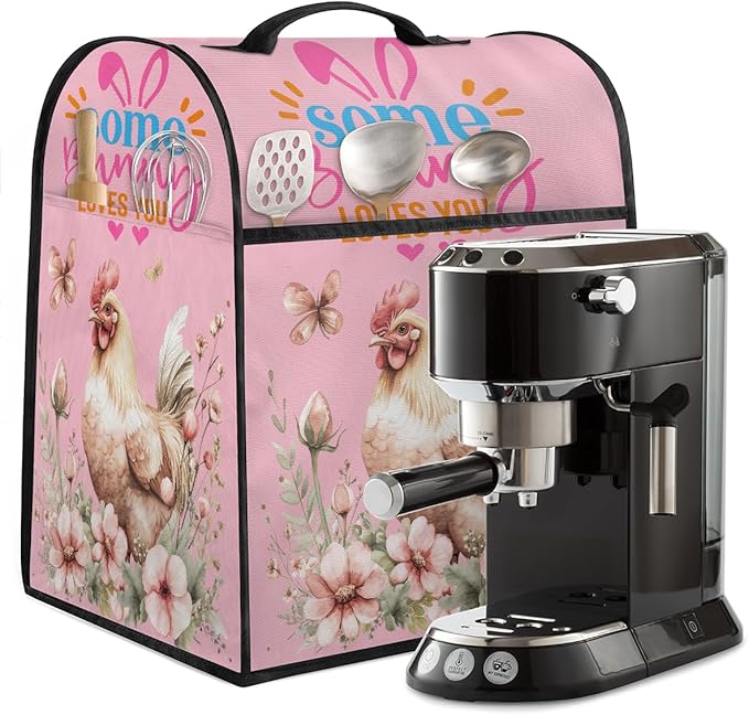 Kitchen Aid Mixer Cover Rooster Flower Floral Butterfly Stand Mixer Cover Compatible with 6-8 Quarts Stand Mixers Dust Covers with Zipper Pocket Foldable Washable Kitchen Aid Organizer Bag