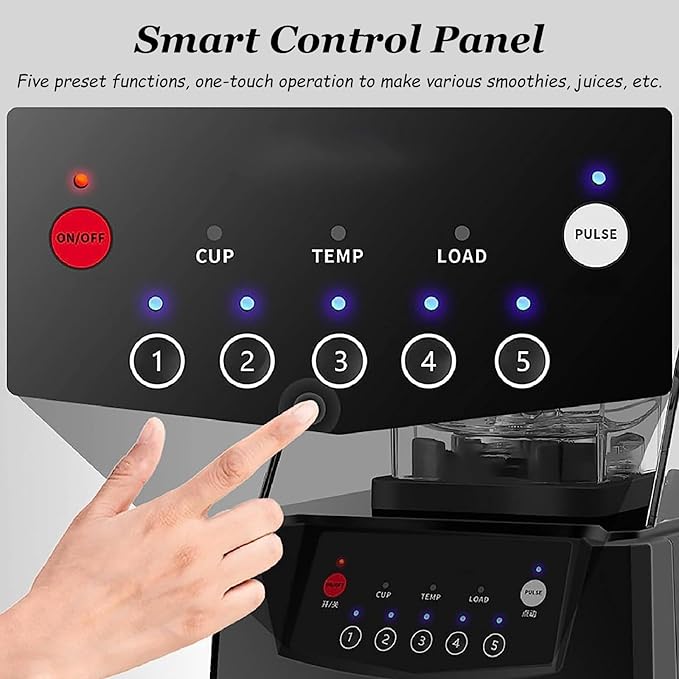 Professional Smoothie Blender 2200W Commercial Soundproof Quiet blender with Soundproof Shield for Crushing Ice MilkShakes Puree Self-Cleaning220V