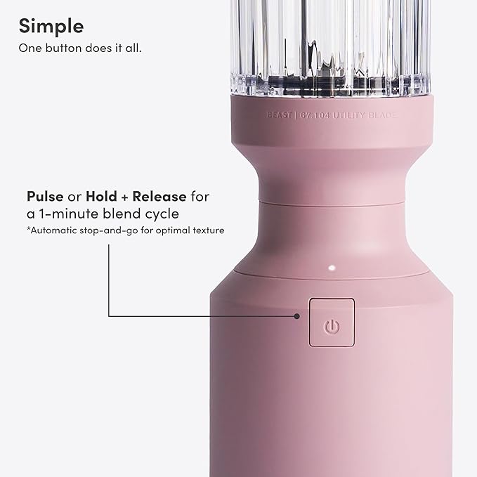 Beast Mighty 850 Plus | Premium Compact Personal Blender | Smoothies Shakes Dressings Sauces | Blends Ice and Frozen Fruit | New XL Vessel | Extra Vessels Lids and Straws | 850W (Lilac)