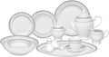 Misc 57-Piece Porcelain Dinnerware Set with Silver Accent Banded Traditional Oval Dishwasher Safe