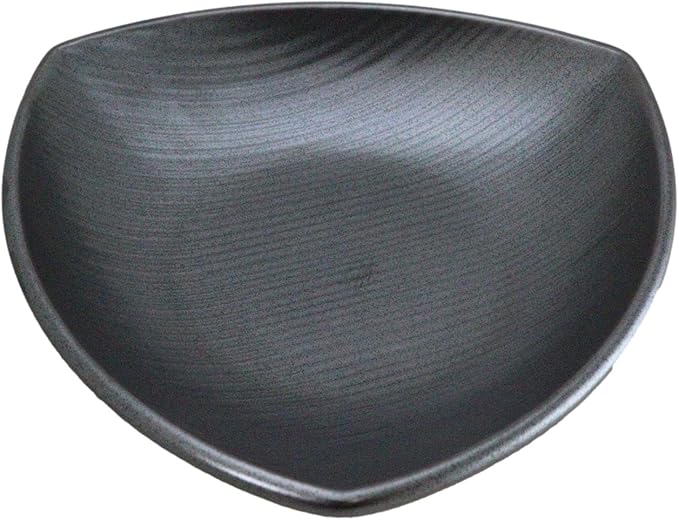Ebros Gift Iron Black Clay Underglaze Technique Tetsu Kesho Porcelain Dinnerware Kitchen Set Asian Japanese Restaurant Supply (Pack of 5 Appetizer Salad Triangular Deep Serving Plates)