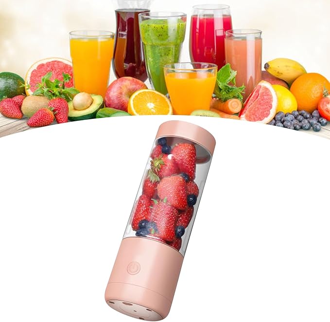 Zerodis Portable Blender High Speed Rotation Multifunctional USB Electric Juicer for Home Travel 400ml Juice Extractor with travel blender for fruits and vegetables (Double-edged)
