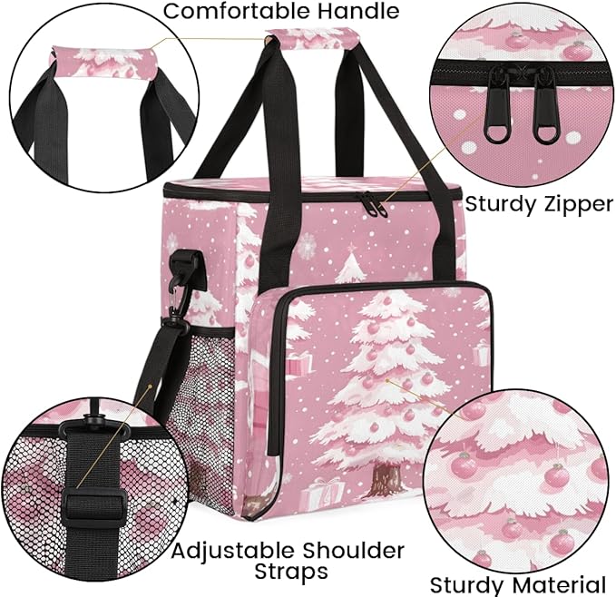 Cartoon Tree Coffee Maker Carrying Bag Christmas Gift Travel Storage Bag Compatible with K-Mini or K-Mini Plus Single Serve Coffee Brewer Carrying Case with Multiple Pockets &amp Shoulder Strap