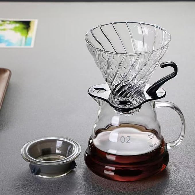 Pour Over Coffee Maker20 oz Borosilicate Glass Coffee Carafe Plastic Collar Coffee Maker Carafe 600 ml Clearfor Home Café Restaurant and Camping