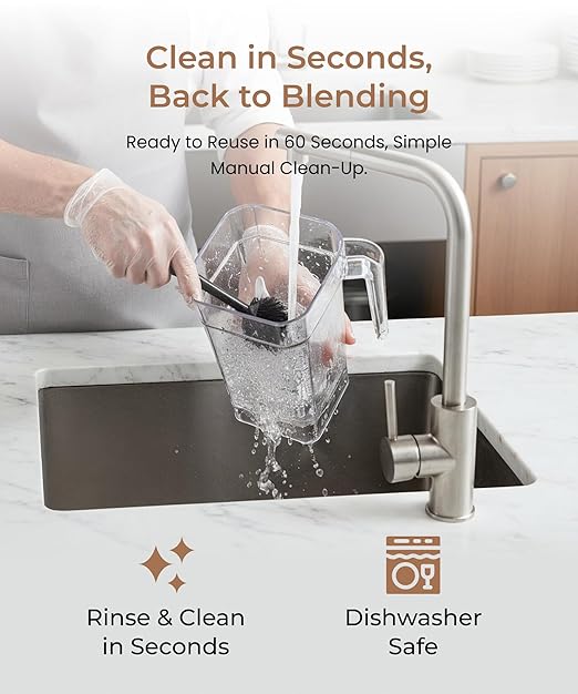 SYBO HS-210E Professional-Grade Commercial Blender With Quiet Shield Heavy-Duty 2HP High-Speed 48oz BPA-Free Jar Easy Cleaning &amp Dishwasher-Safe for Juice Ice Shakes Smoothies Metallic
