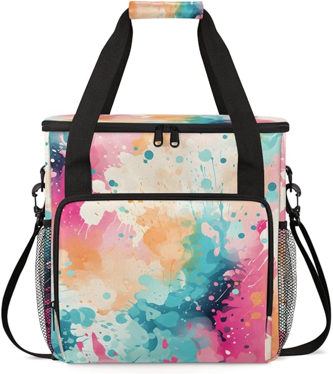 Tie Dyeing Coffee Maker Carrying Bag Portable Travel Storage Tote Bag Compatible with K-Mini or K-Mini Plus Single Serve Coffee Brewer Carrying Case with Multiple Pockets &amp Shoulder Strap