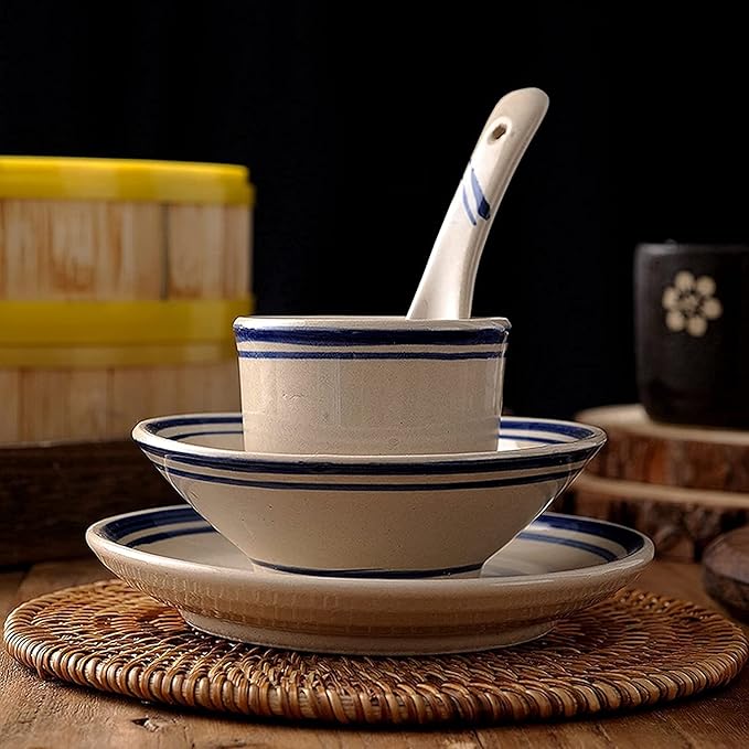 Dinnerware Sets - Luxury Gift Dishes Service Set Old-Fashioned Four-Piece Bowl Dish and Plate Porcelain Special Set Restaurant Tableware Ceramic Table Porcelain Dinnerware