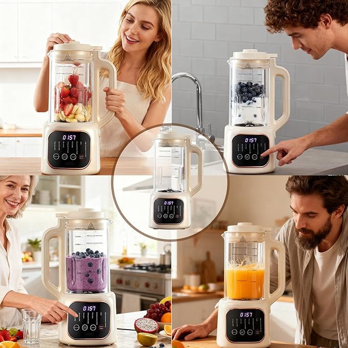 54oz Nut Milk Maker Machine11 in 1 Automatic Soy Milk Maker Blender for Homemade Soy Almond Oat Coconut Plant Based Milks Milkshake and Juice with 24H Delay Start/6H Keep Warm/Auto Clean White