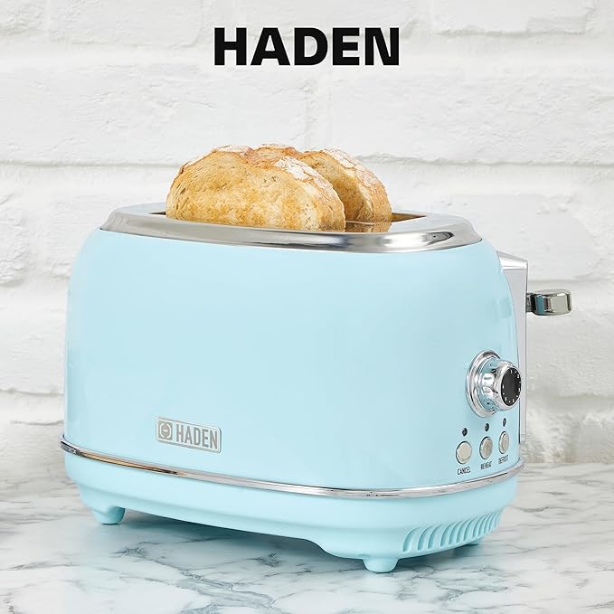 HADEN Heritage 12 Cup Programmable Vintage Retro Home Coffee Maker Machine with Heritage 2 Slice Wide Slot Stainless Steel Bread Toaster Turquoise