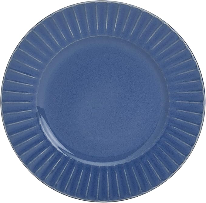 Tabletops Gallery Richmond 12-Piece Reactive Glaze Stoneware Dinnerware Set of Kitchen Dishes Dinner Plates Cereal Bowls Service for 4 Blue