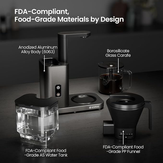 Kismile SCA-Certified 8 Cup Drip Coffee Maker Pour Over Coffee Machine with 3s Instant Heat 197–205℉ Adjustable Flow Control Removable Water Tank Deep Cold Brew &amp 40 Min Keep Warm (Light Grey)