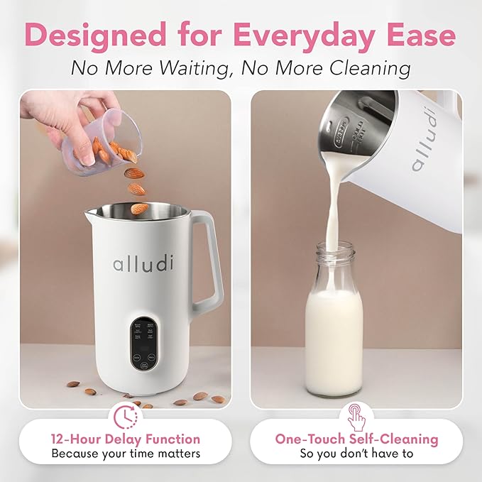 Automatic 10 in 1 Nut Milk Maker Machine 27 oz | Homemade Coconut Oat Almond Milk Plant Based Beverages | Soybean Machine With Delay Start Self-Cleaning &amp Boil Water | E-recipe Cookbook White