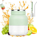 Blender Mini Japan 28fl Oz Protable Hand Blender with Straw and Two Lids Personal Size Juicer Blender for Smoothies Fruit Quick Juicing Easy to Use (Green)
