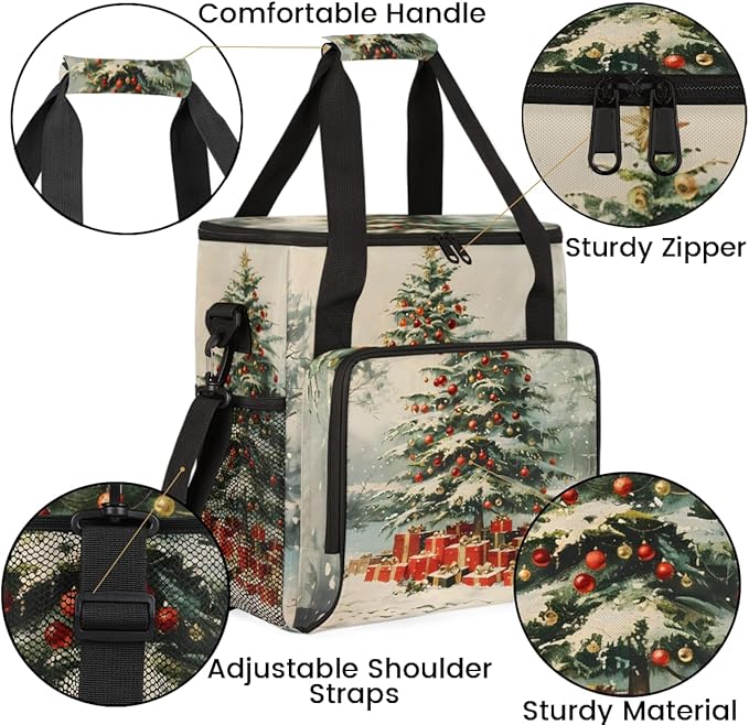 Dreamy Tree Coffee Maker Carrying Bag Christmas Festivals Travel Storage Bag Compatible with K-Mini or K-Mini Plus Single Serve Coffee Brewer Carrying Case with Multiple Pockets &amp Shoulder Strap