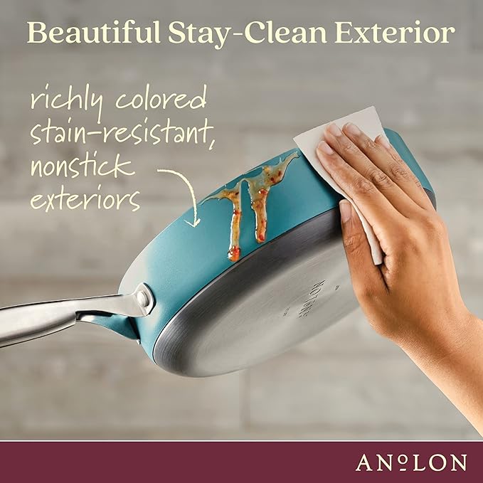 Anolon Achieve Hard Anodized Nonstick Sauté Pan with Lid 3 Quart - Teal