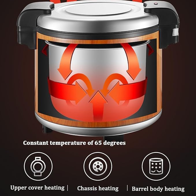 Commercial Rice Warmer(Not Rice Cooker)Constant Temperature 65°CNon-Stick Inner Pot Electric Rice WarmerCommercial 23L Electric Thermal Insulation Pot100W 110V(Color:Wood Grain Style)