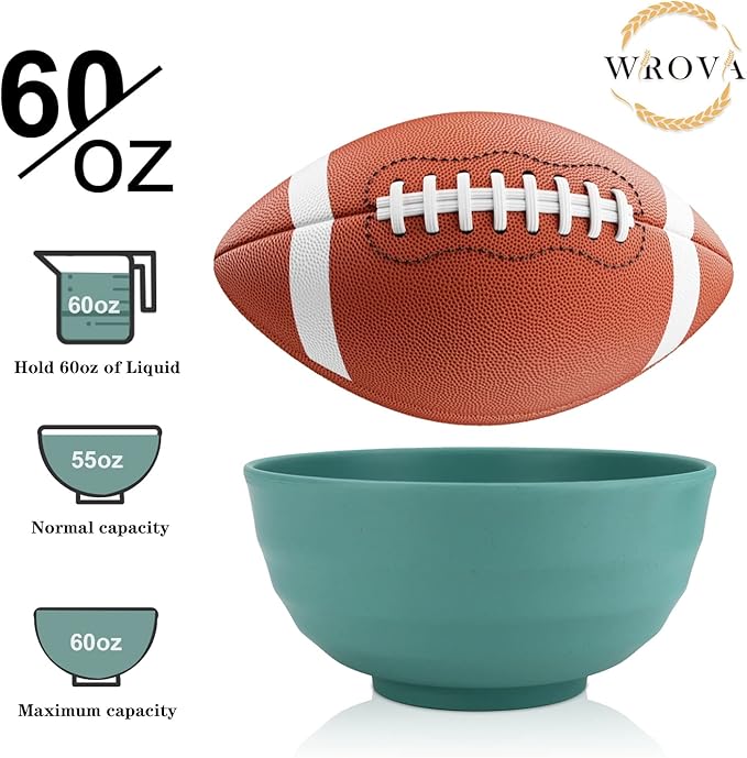 Wrova wheat straw bowls and plates sets with 16oz mugs - unbreakable dinnerware sets of 20 - Vibrant Series
