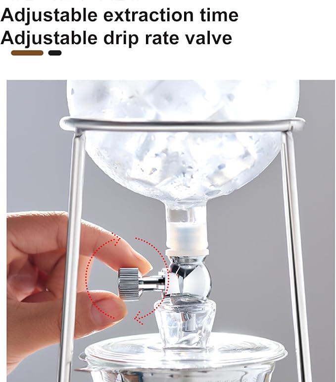 Cold Brew Drip Tower Ice Drip Coffee Maker with Pour-Over Coffee Pot High Borosilicate Heat-Resistant Glass &amp Stainless Steel Filter 2-4 Cup for Cold Brewed Coffee and Tea