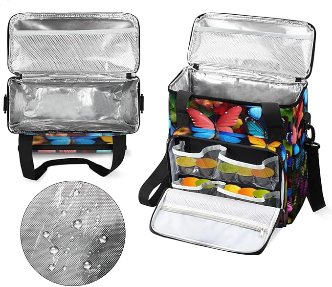 Colorful Butterfly Coffee Maker Carrying Bag Various Butterfly Travel Storage Bag Compatible with K-Mini or K-Mini Plus Single Serve Coffee Brewer Carrying Case with Pockets &amp Shoulder Strap
