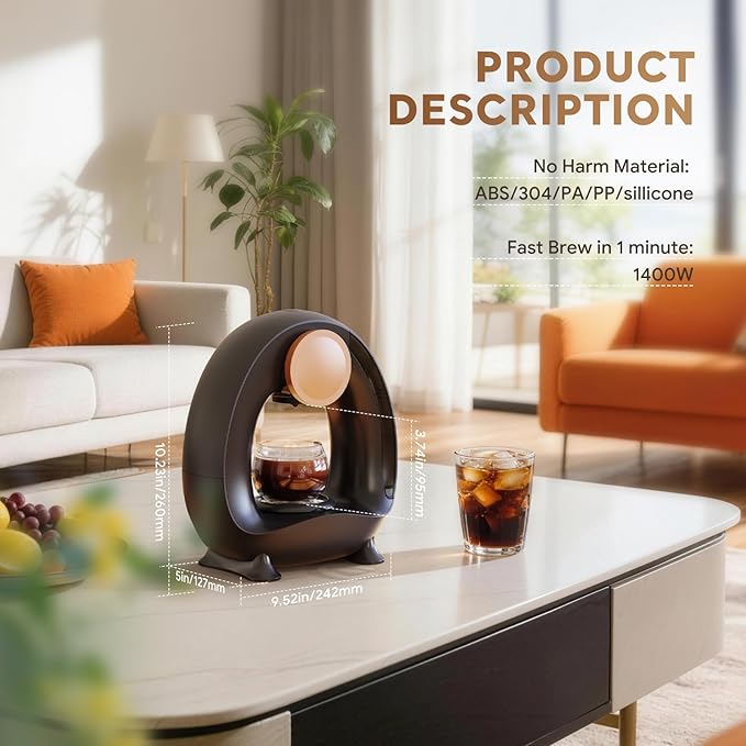 3 in 1 Single Serve Coffee Maker for K Cup Black Ground Coffee and Tea Leaves 1400W 20s Fast Heating Mini K Cup Coffee Brewer One Button Operation for Small Spaces for Bedroom